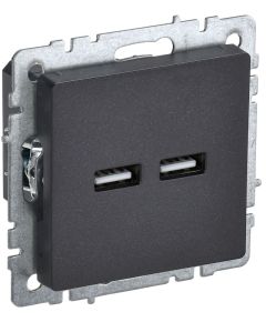 BRITE Розетка USB A+A 5В 3,1А РЮ10-1-БрЧ черный IEK