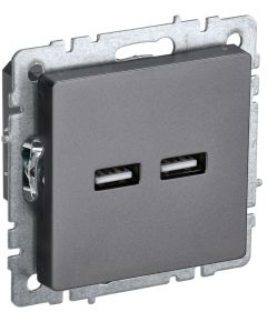 BRITE Розетка USB A+A 5В 3,1А РЮ10-1-БрС сталь IEK