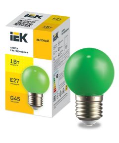 LIGHTING Лампа светодиодная декоративная G45 шар 1Вт 230В зеленый E27 IEK