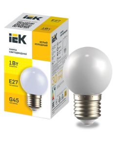 LIGHTING Лампа светодиодная декоративная G45 шар 1Вт 230В холодный белый E27 IEK