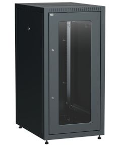 ITK LINEA E Шкаф напольный сетевой 19" 18U 600х800мм стеклянная передняя дверь задняя металлическая черный