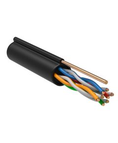 ITK Витая пара U/UTP кат.5E 4х2х24AWG solid LDPE c металлическим тросом 1,2мм черный (305м)