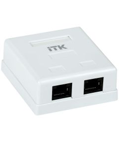 ITK Настенная информационная розетка RJ45 8P8C, кат.5Е UTP, 2-порта, белая