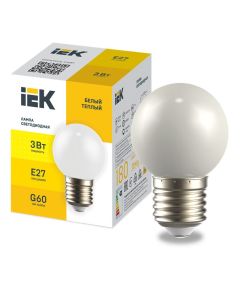 LIGHTING Лампа светодиодная декоративная G60 шар 3Вт 230В теплый белый E27 IEK