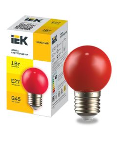 LIGHTING Лампа светодиодная декоративная G45 шар 1Вт 230В красный E27 IEK