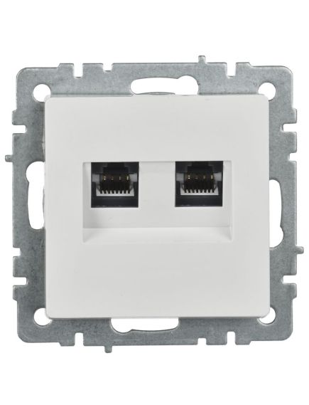 BRITE Розетка компьютерная двойная кат.5E RJ45 РК10-2-БрБ белый IEK, изображение 3