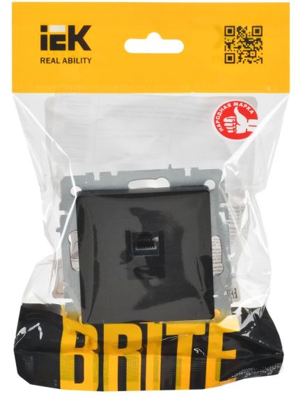 BRITE Розетка компьютерная RJ45 кат.6 РК11-БрЧ черный IEK, изображение 2