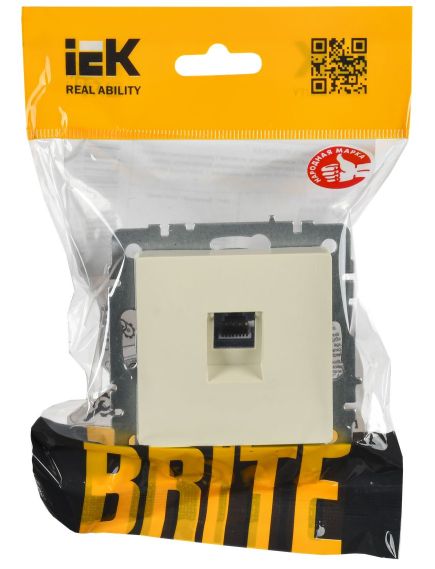 BRITE Розетка компьютерная RJ45 кат.6 РК11-БрКр бежевый IEK, изображение 2