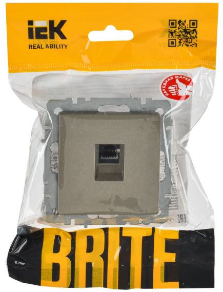 BRITE Розетка компьютерная RJ45 кат.6 РК11-БрШ шампань IEK, изображение 2