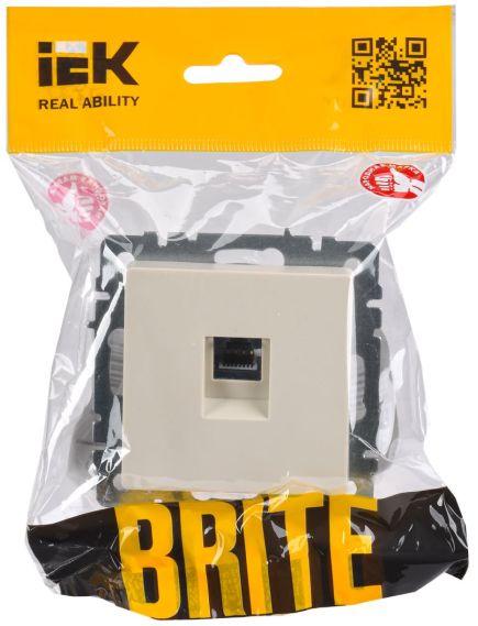 BRITE Розетка компьютерная RJ45 кат.5E РК10-БрКр бежевый IEK, 2 image