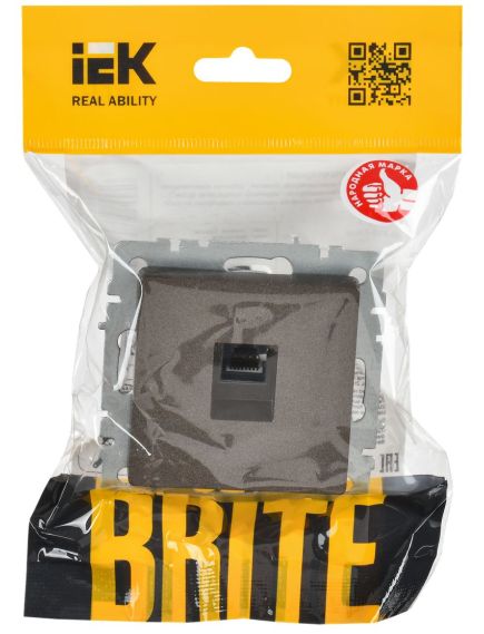 BRITE Розетка компьютерная RJ45 кат.6 РК11-БрТБ темная бронза IEK, изображение 2