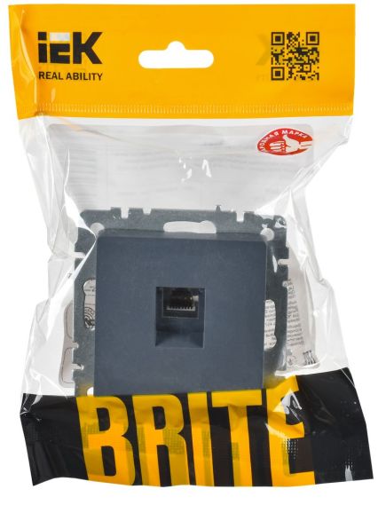 BRITE Розетка компьютерная RJ45 кат.6 РК11-БрМ маренго IEK, изображение 2