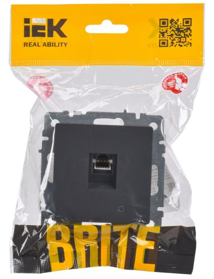 BRITE Розетка компьютерная RJ45 кат.6 РК11-БрГ графит IEK, изображение 2