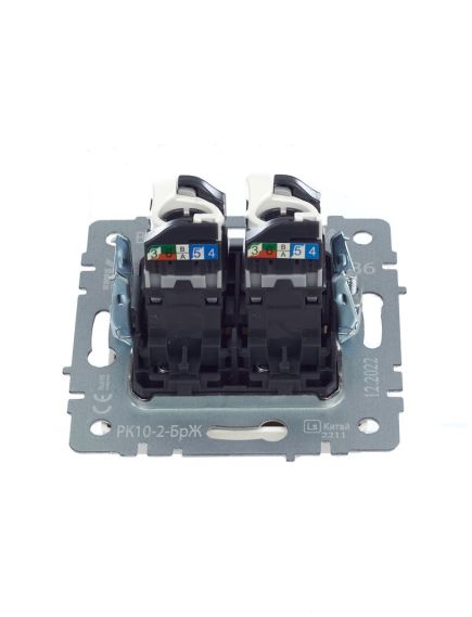 BRITE Розетка компьютерная двойная кат.5E RJ45 РК10-2-БрЖ жемчуг IEK, 7 image