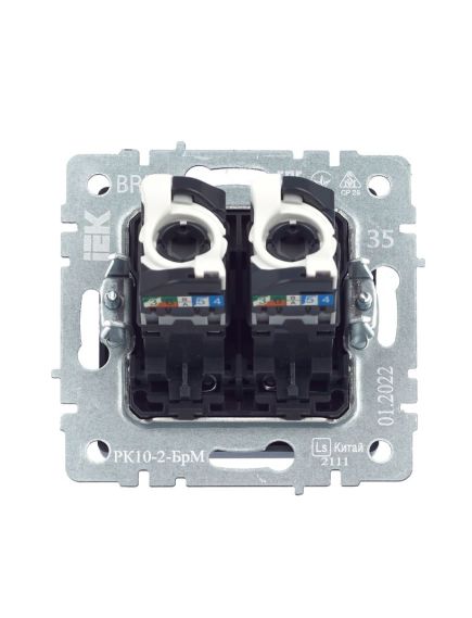 BRITE Розетка компьютерная двойная RJ45 кат.5E РК10-2-БрМ маренго IEK, 8 image