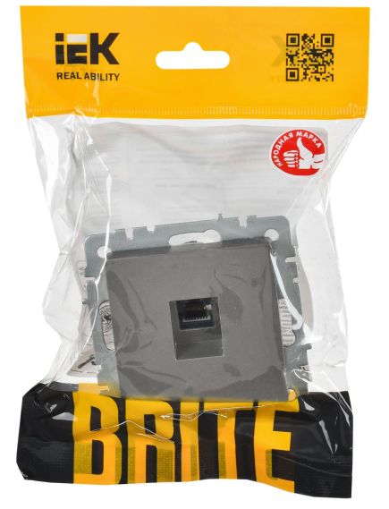 BRITE Розетка компьютерная RJ45 кат.6 РК11-БрС сталь IEK, изображение 2