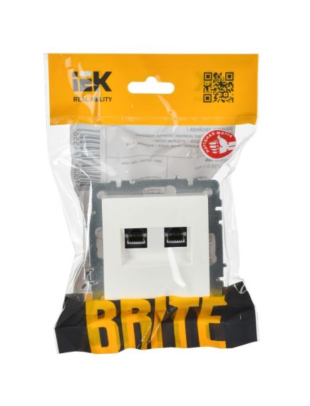 BRITE Розетка компьютерная двойная кат.5E RJ45 РК10-2-БрБ белый IEK, изображение 4