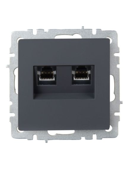 BRITE Розетка компьютерная двойная RJ45 кат.6 РК11-2-БрГ графит IEK, изображение 5