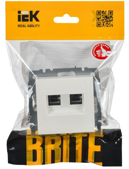 BRITE Розетка компьютерная двойная RJ45 кат.6 РК11-2-БрБ белый IEK, 2 image