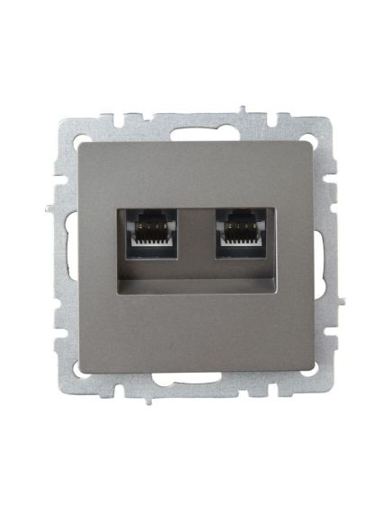 BRITE Розетка компьютерная двойная RJ45 кат.6 РК11-2-БрС сталь IEK, 3 image