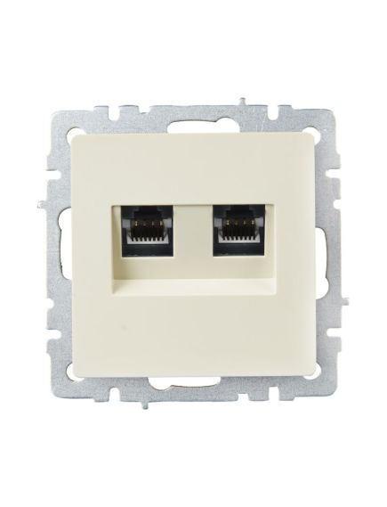 BRITE Розетка компьютерная двойная RJ45 кат.6 РК11-2-БрКр бежевый IEK, 3 image