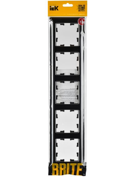 BRITE Рамка 5-местная РУ-5-Бр хром/черный IEK, изображение 2