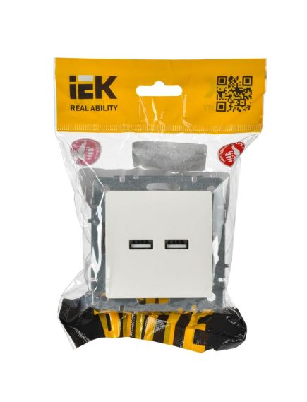 BRITE Розетка USB A+A 5В 3,1А РЮ10-1-БрБ белый IEK, 3 image