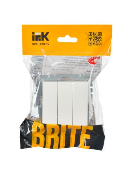 BRITE Выключатель 3-клавишный 10А ВС10-3-0-БрБ белый IEK, изображение 5