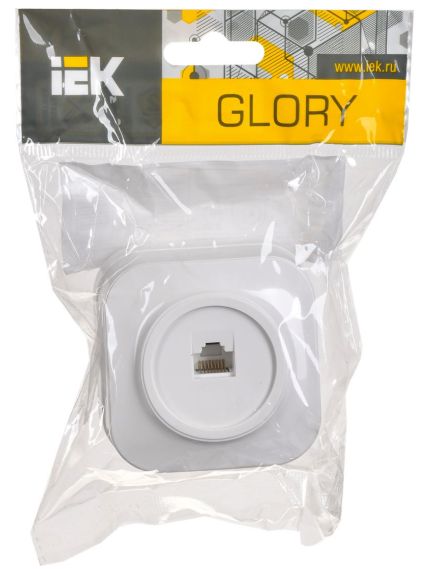 GLORY Розетка для открытой установки компьютерная RJ45 кат.5E РК10-ХБ белый IEK, изображение 2