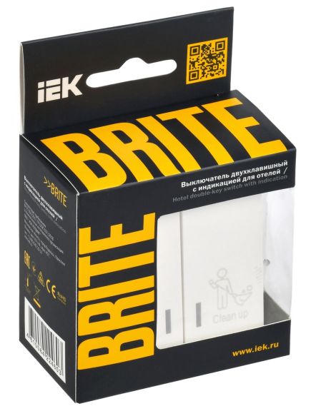 BRITE Выключатель 2-клавишный с индикацией для отелей 10А ВС10-2-9-БрШ шампань IEK, изображение 3