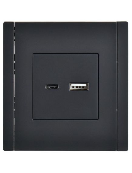 FORTE&PIANO Розетка USB A+C 18Вт FP151 черный IEK, 4 image