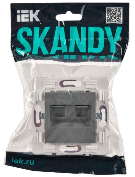 SKANDY Розетка компьютерная двойная RJ45 кат.6 SK-K04Gr серый IEK, изображение 2