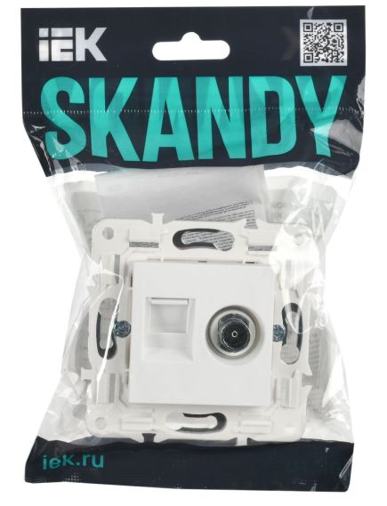 SKANDY Розетка двойная TV+RJ45 кат.6 SK-A15W арктический белый IEK, изображение 2