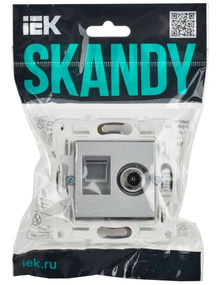 SKANDY Розетка двойная TV+RJ45 кат.5E SK-A14S серебряный IEK, изображение 2