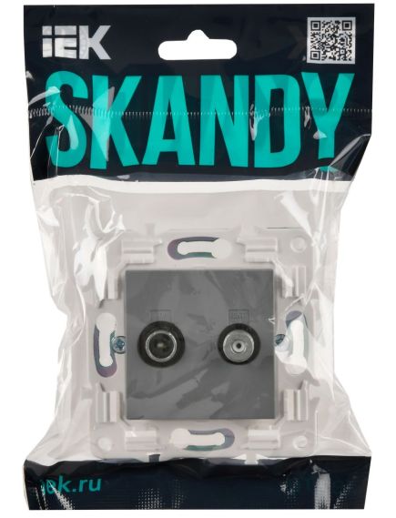 SKANDY Розетка двойная TV+SAT SK-A13Gr серый IEK, изображение 2