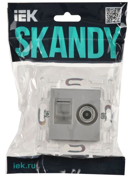 SKANDY Розетка двойная TV+RJ45 кат.6 SK-A15S серебряный IEK, изображение 2