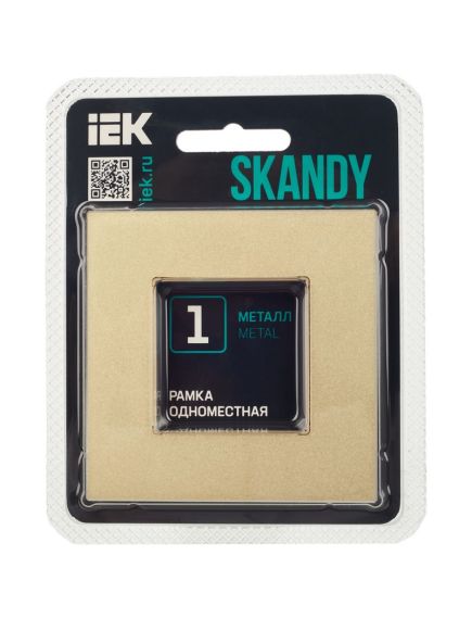 SKANDY Рамка 1-местная SK-F31Sh металл шампань IEK, 2 image