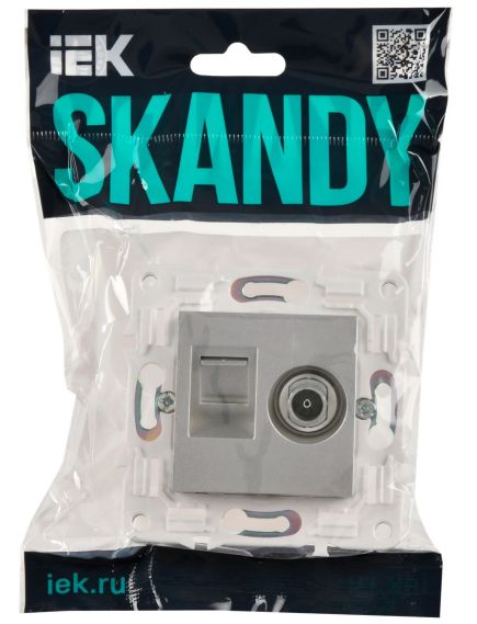 SKANDY Розетка компьютерная двойная RJ45 кат.6 SK-K04S серебряный IEK, изображение 2