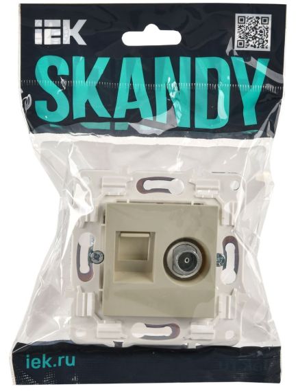 SKANDY Розетка двойная TV+RJ45 кат.6 SK-A15B бежевый IEK, изображение 2