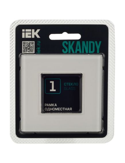 SKANDY Рамка 1-местная SK-F21W стекло арктический белый IEK, изображение 2