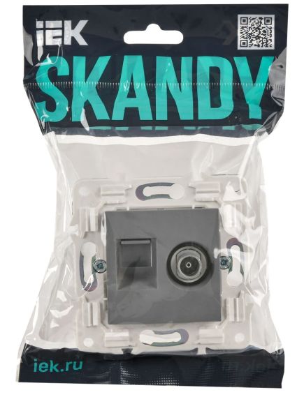 SKANDY Розетка двойная TV+RJ45 кат.5E SK-A14Gr серый IEK, изображение 2