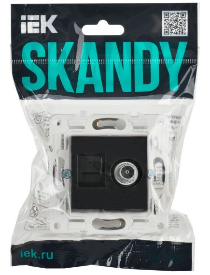 SKANDY Розетка двойная TV+RJ45 кат.5E SK-A14Bl черный IEK, изображение 2