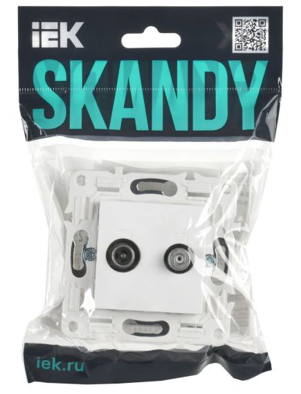 SKANDY Розетка двойная TV+SAT SK-A13W арктический белый IEK, изображение 2