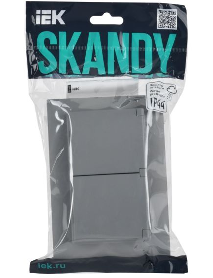 SKANDY Розетка 2-местная и крышкой 16А в сборе IP44 SK-R12Gr серый IEK, изображение 2