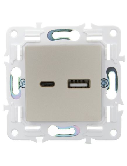 SKANDY Розетка USB A+C 18Вт SK-R13Sa песочный IEK, 4 image