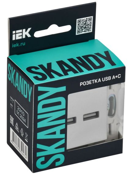 SKANDY Розетка USB A+A 3,1А SK-R15S серебряный IEK, изображение 2