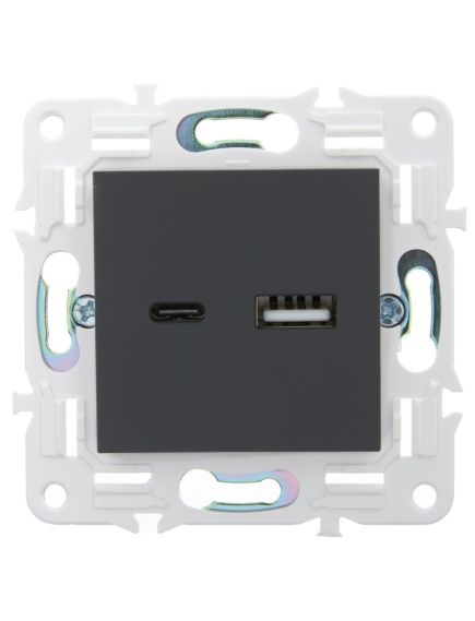 SKANDY Розетка USB A+C 3,1А SK-R14G графит IEK, изображение 2