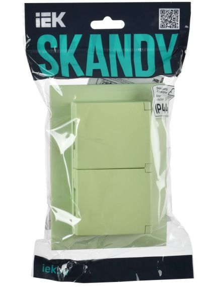 SKANDY Розетка 2-местная и крышкой 16А в сборе IP44 SK-R12G мятный IEK, изображение 2