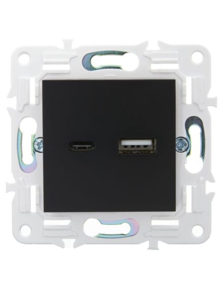 SKANDY Розетка USB A+C 18Вт SK-R13Bl черный IEK, изображение 4