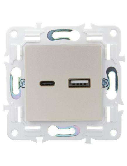 SKANDY Розетка USB A+C 18Вт SK-R13Sh шампань IEK, 6 image